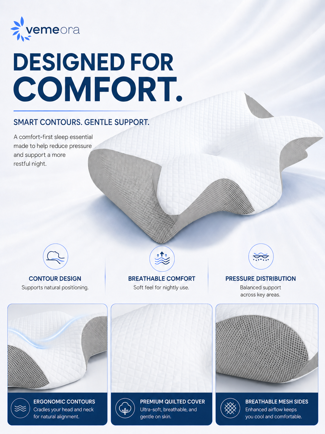 Vemeora™ Ergonomic Contour Pillow